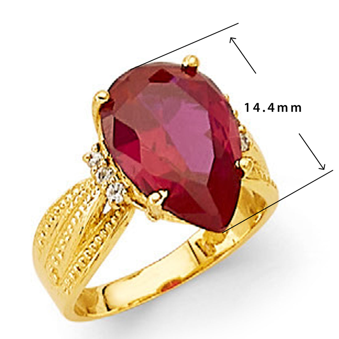 CZ Tourmaline Minimalist Ring in Solid Gold with Measurement