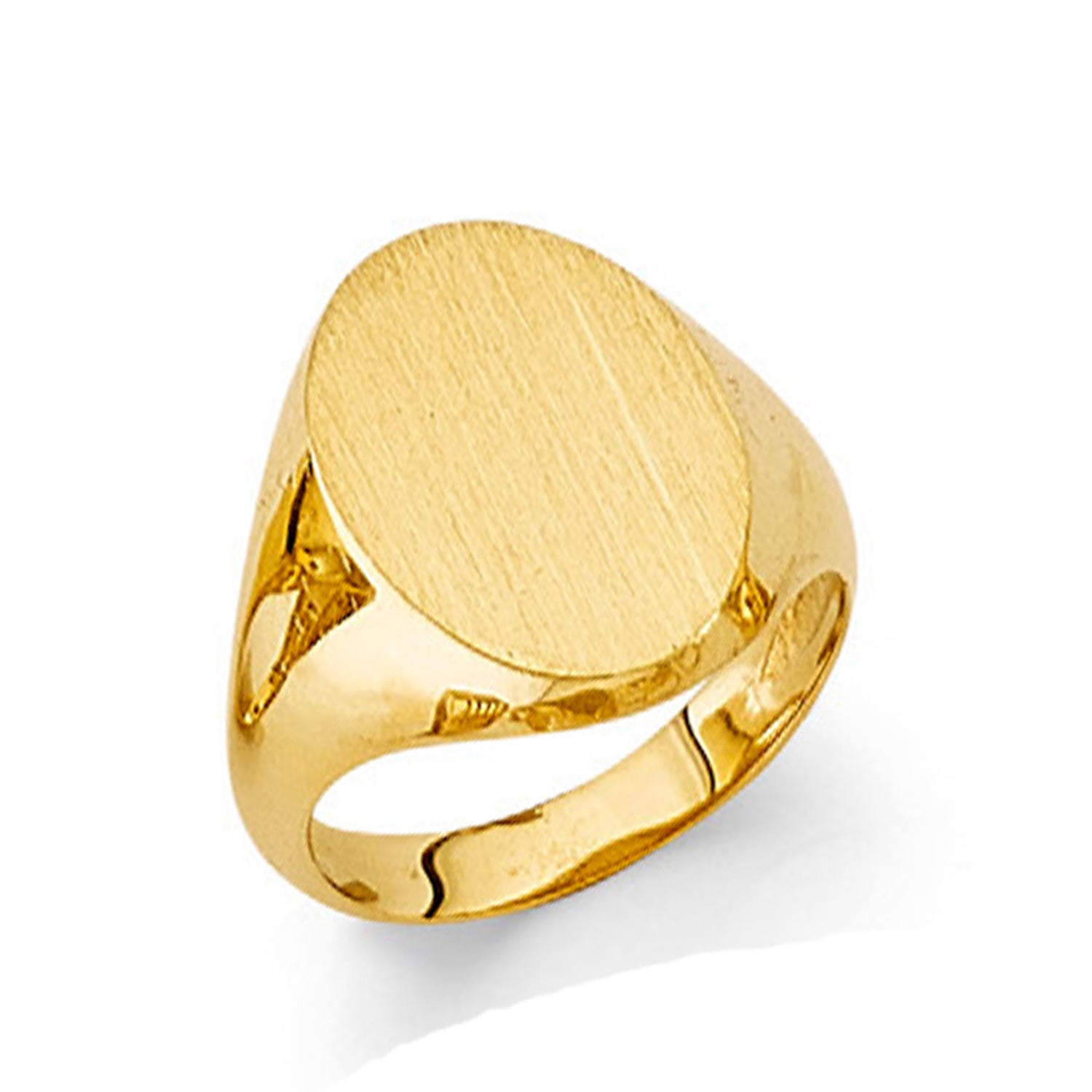 Glistening Oval Signet Ring in Solid Gold 