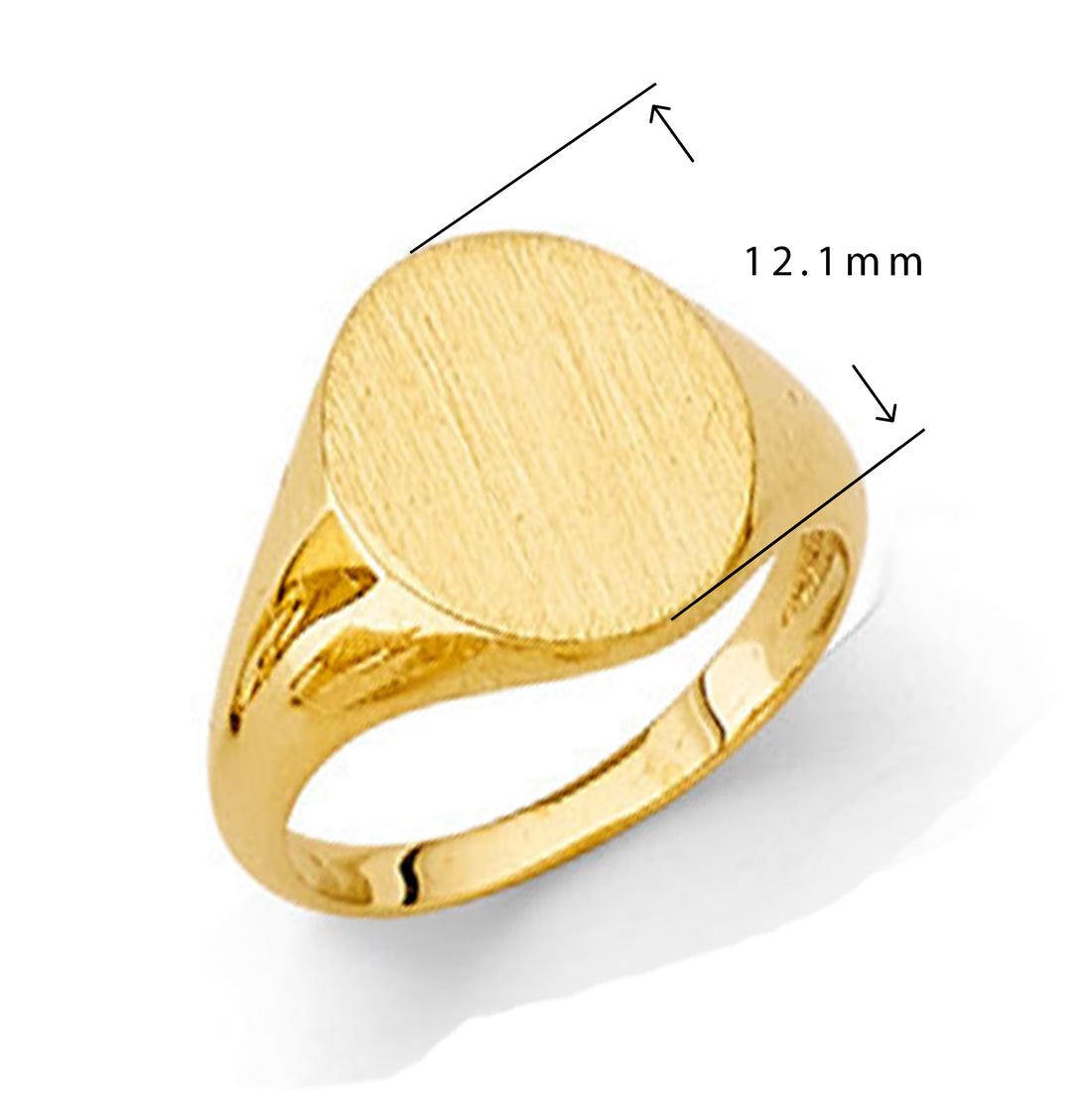 Sleek-textured Signet Ring in Solid Gold with Measurement