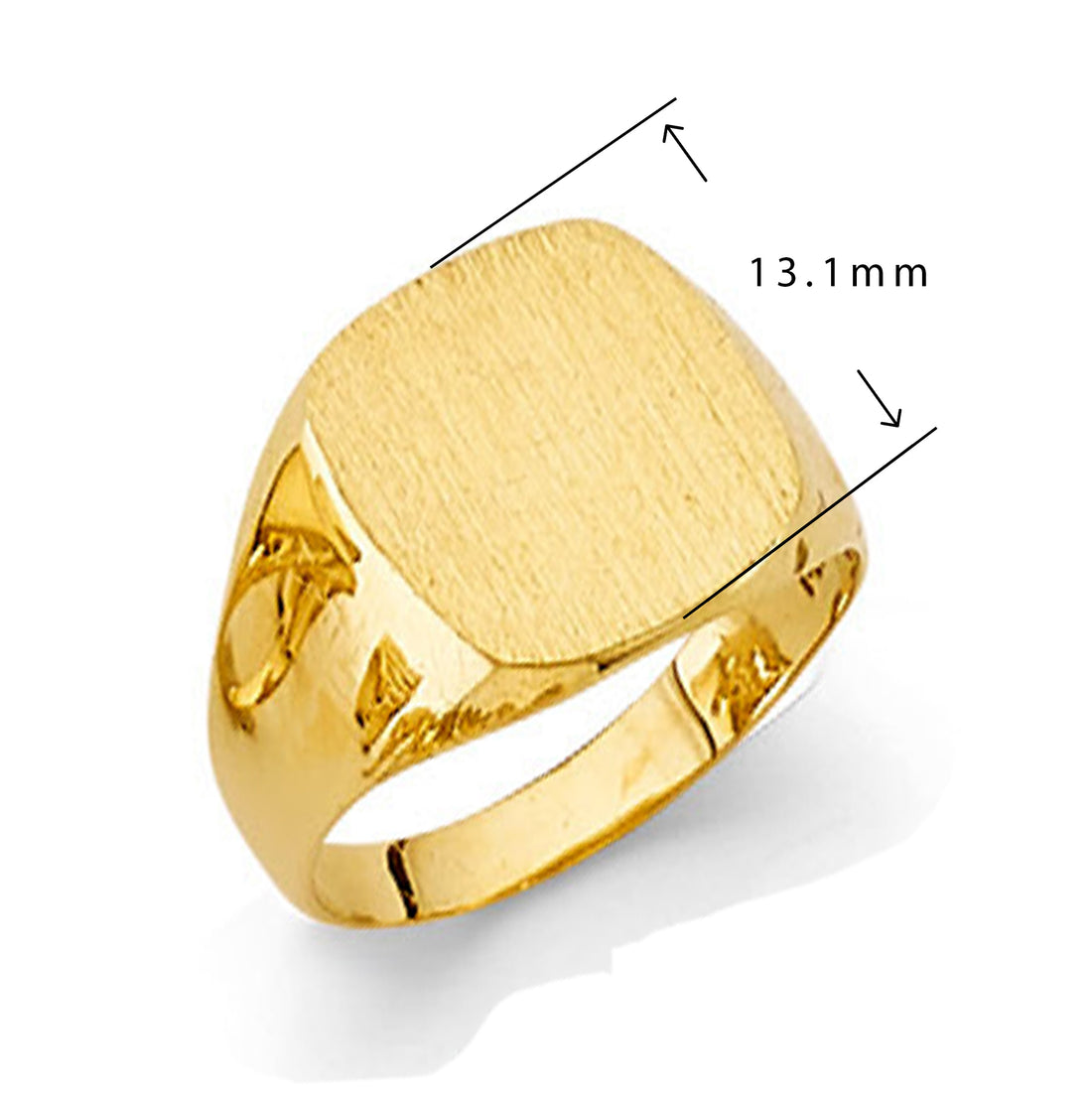 Open Back Minimalist Fancy Signet Ring in Solid Gold with Measurement