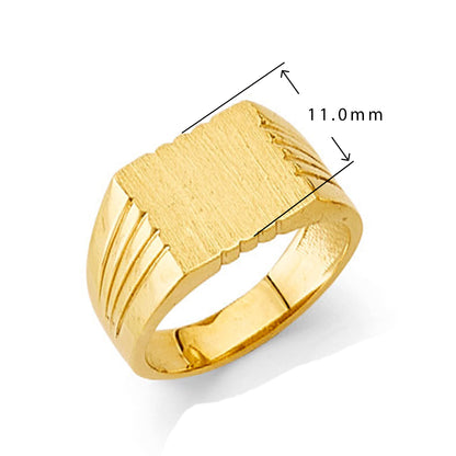 Open Back Surreal Signet Ring in Solid Gold with Measurement