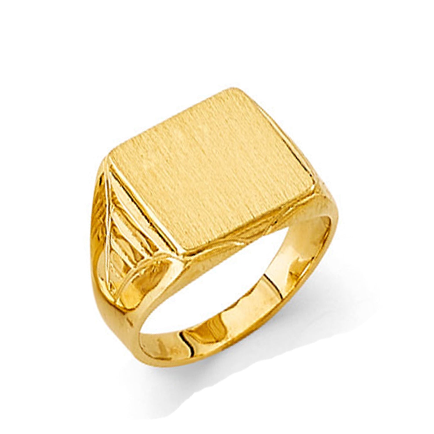 Brushed Sleek Signet Ring in Solid Gold 