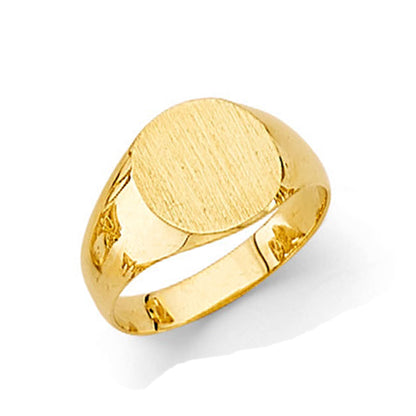 Engravable Round Signet Ring in Solid Gold 