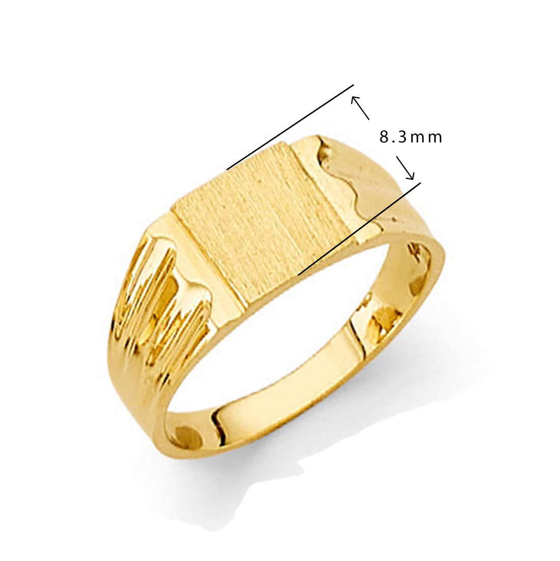 Casual and Comfy Signet Ring in Solid Gold with Measurement