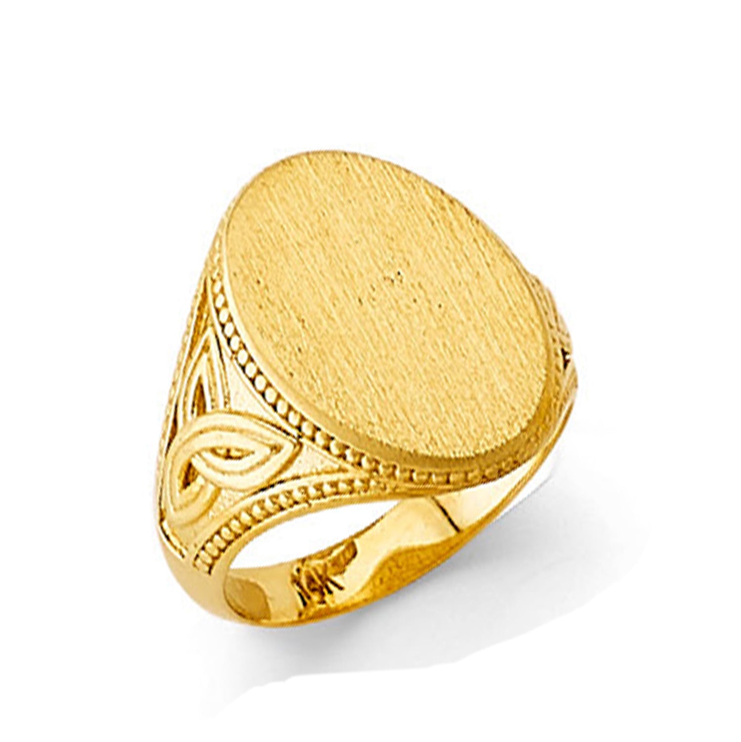 Fancy Filigree Oval Signet Ring in Solid Gold 