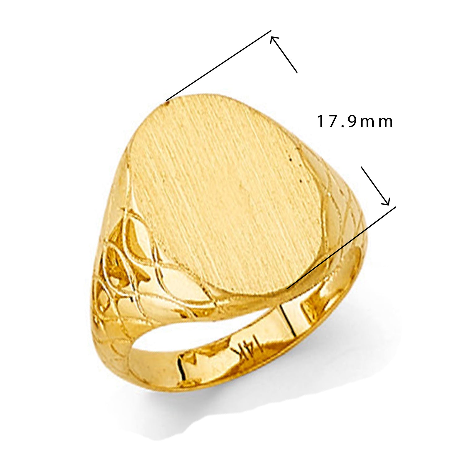 Closed Back Signet Band in Solid Gold with Measurement