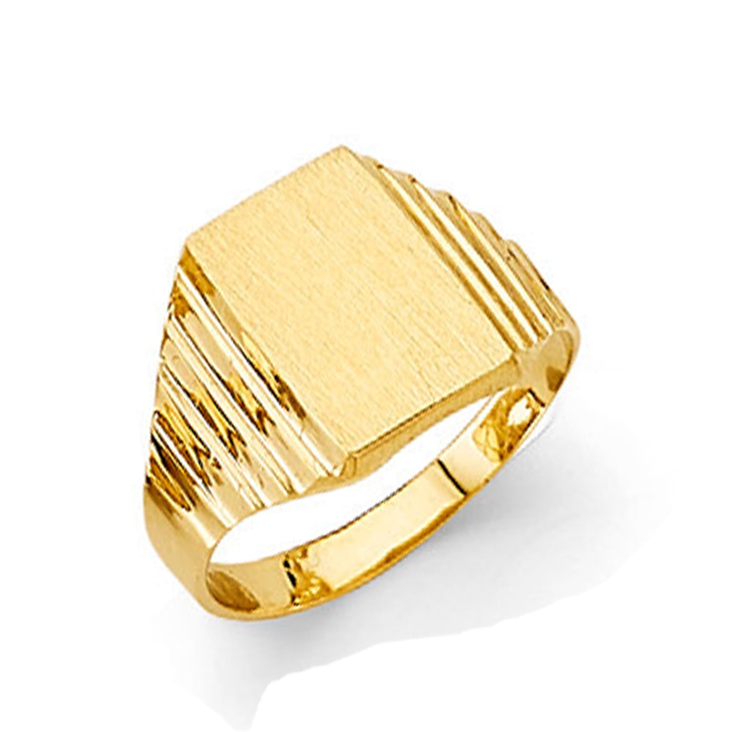 Vintage Vertical Textured Signet Ring in Solid Gold 