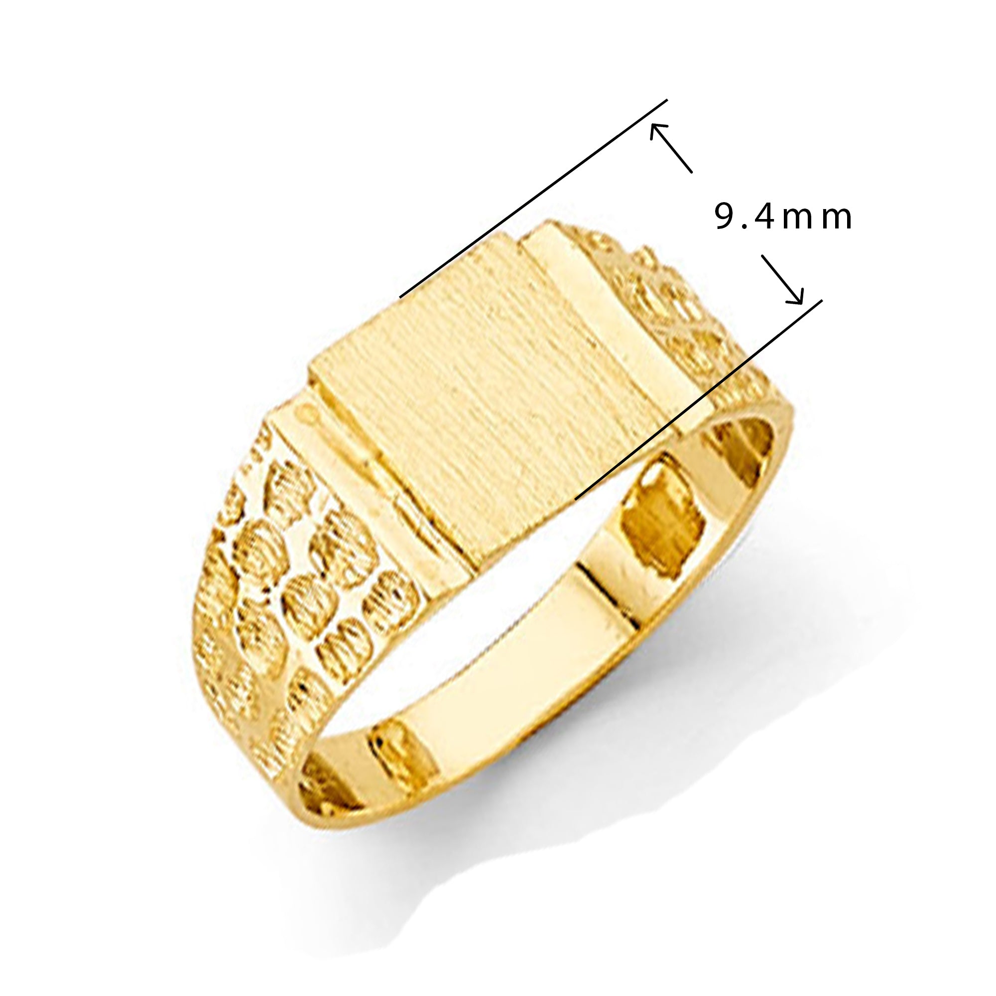 Cosmoid Shank Geometric Signet Ring in Solid Gold with Measurement