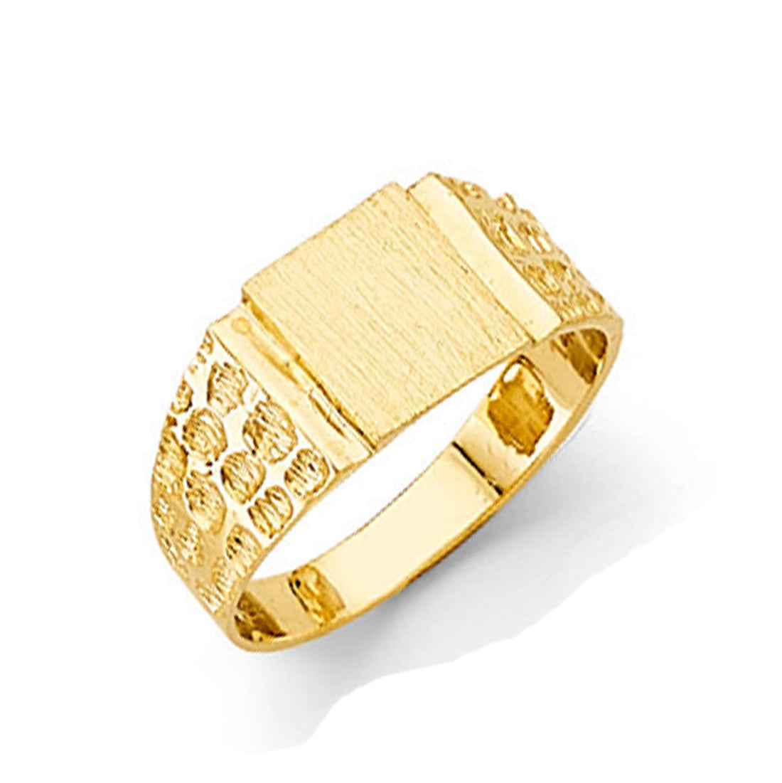 Cosmoid Shank Geometric Signet Ring in Solid Gold 