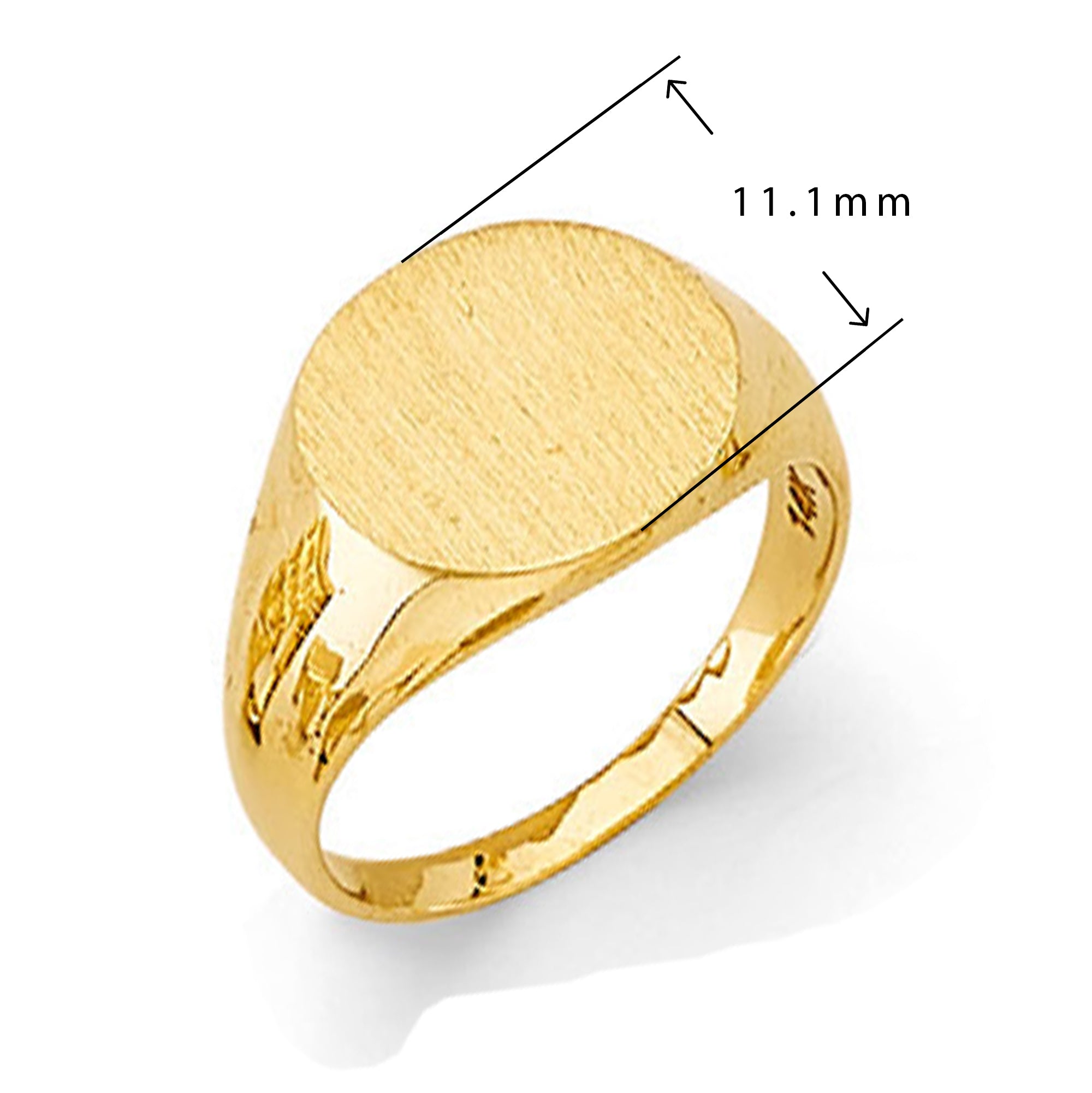 Elegant Engravable Signet Ring in Solid Gold with Measurement