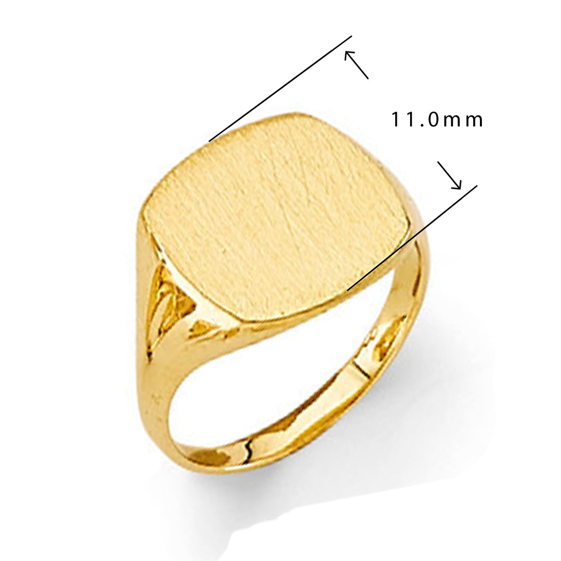 Comfy Fit Signet Band in Solid Gold with Measurement