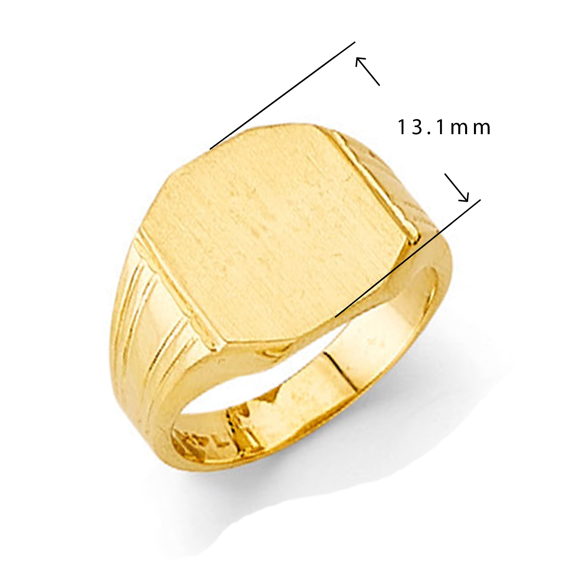 Textured Shank Signet Band in Solid Gold with Measurement