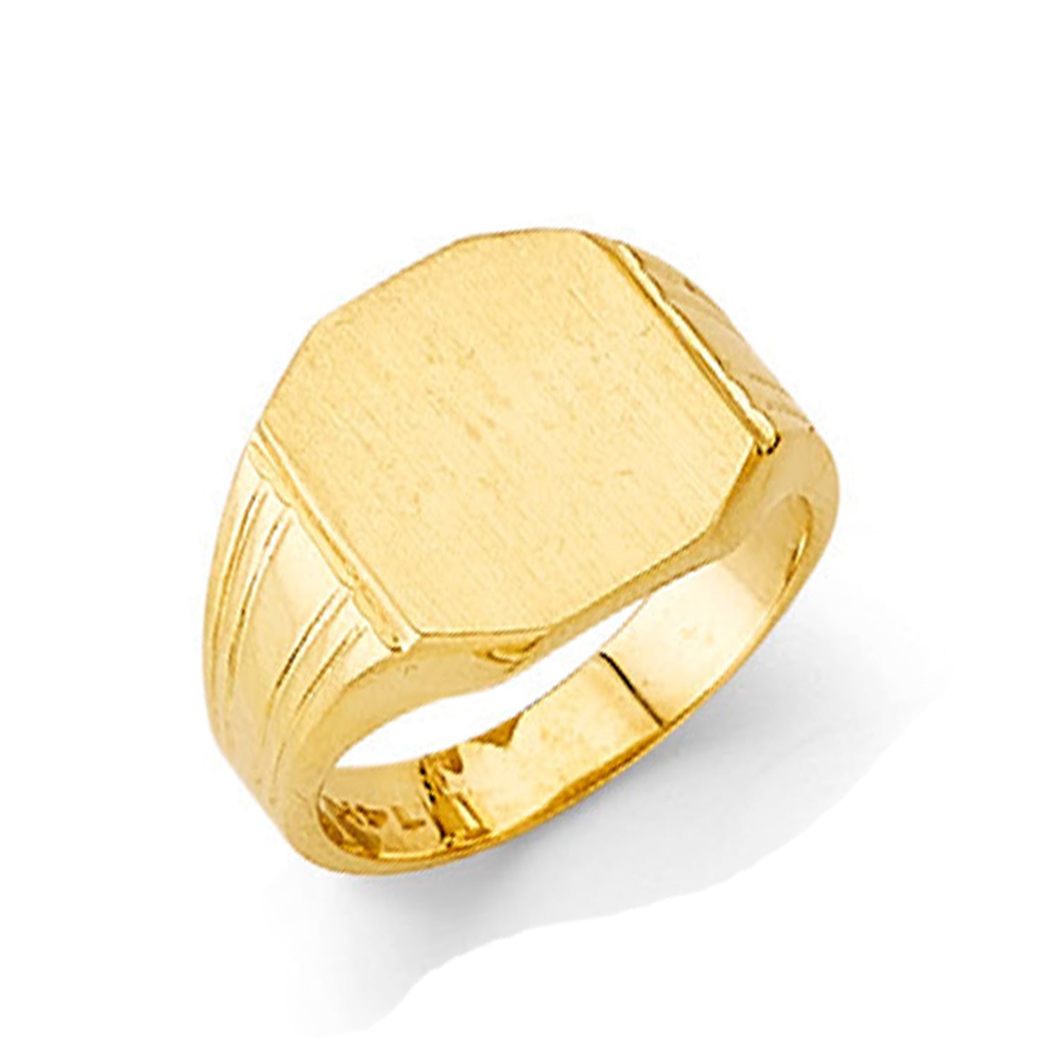 Textured Shank Signet Band in Solid Gold 