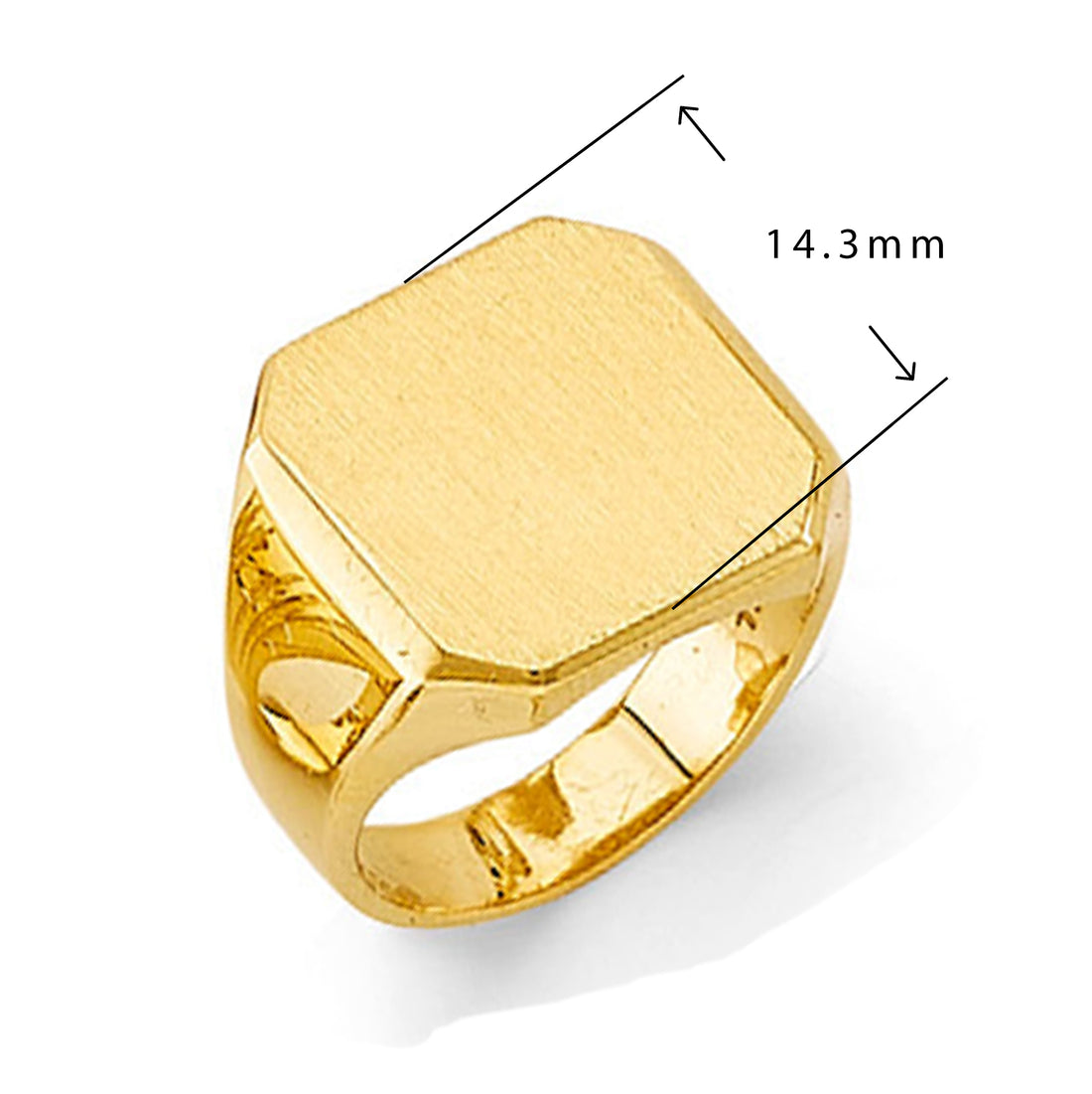 Octagonal Pinky Ring in Solid Gold with Measurement