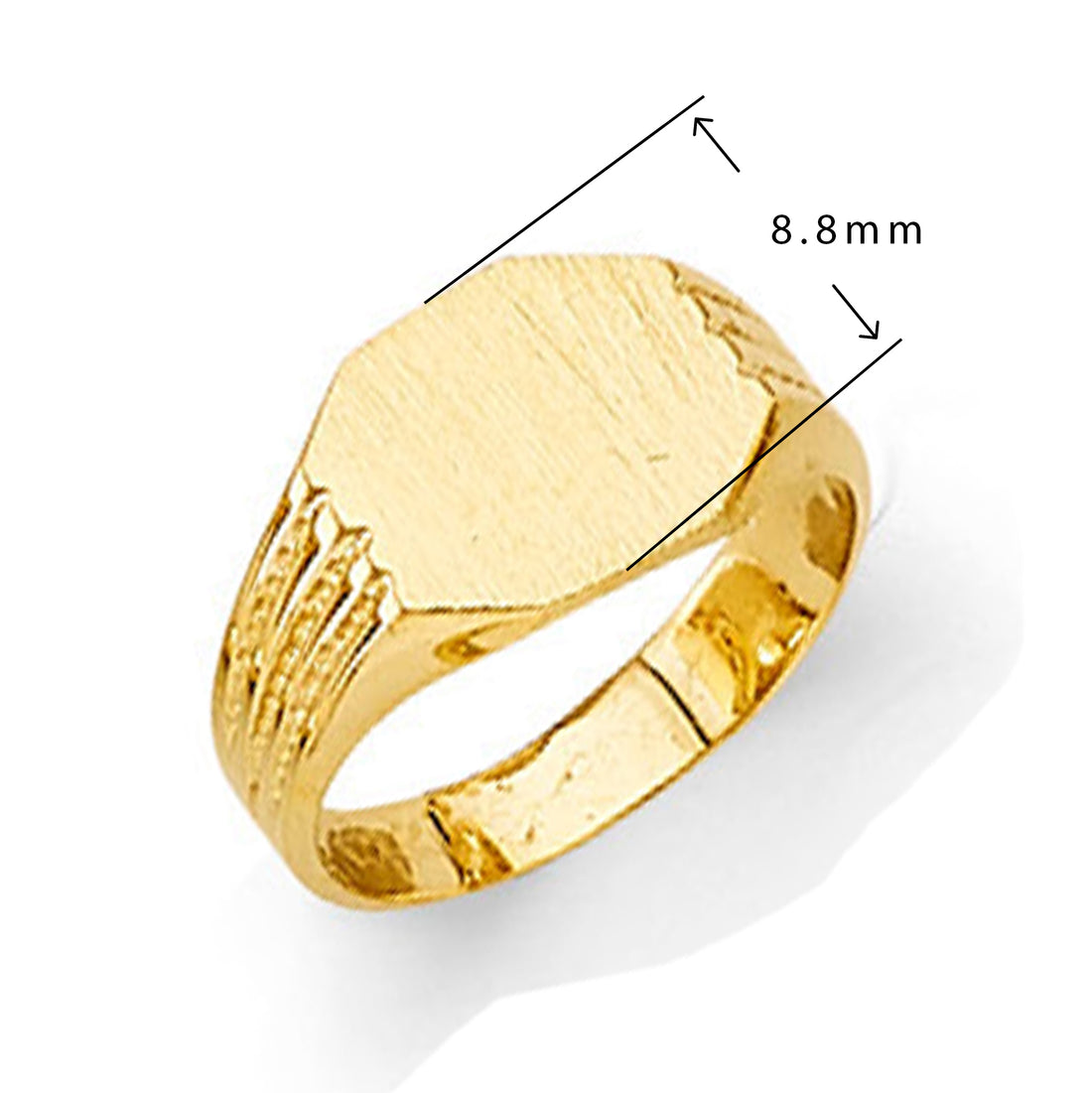 Textured Monogram Signet Ring in Solid Gold with Measurement