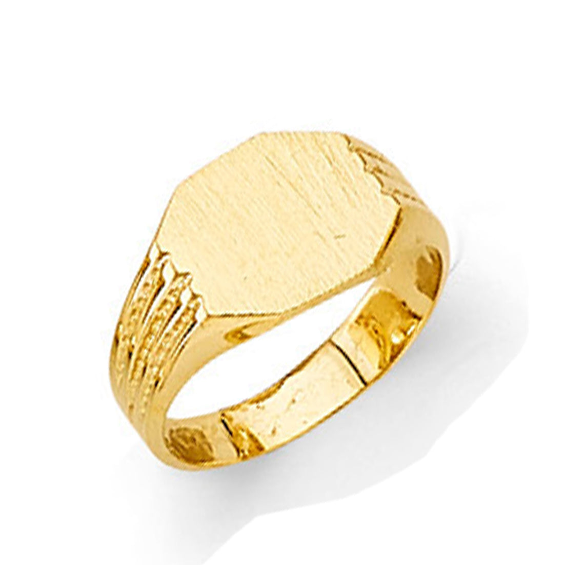 Textured Monogram Signet Ring in Solid Gold 