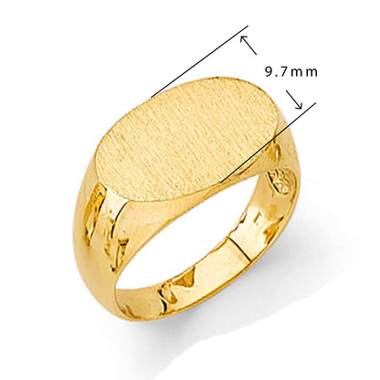 Engravable Open Minimalist Signet Ring in Solid Gold with Measurement