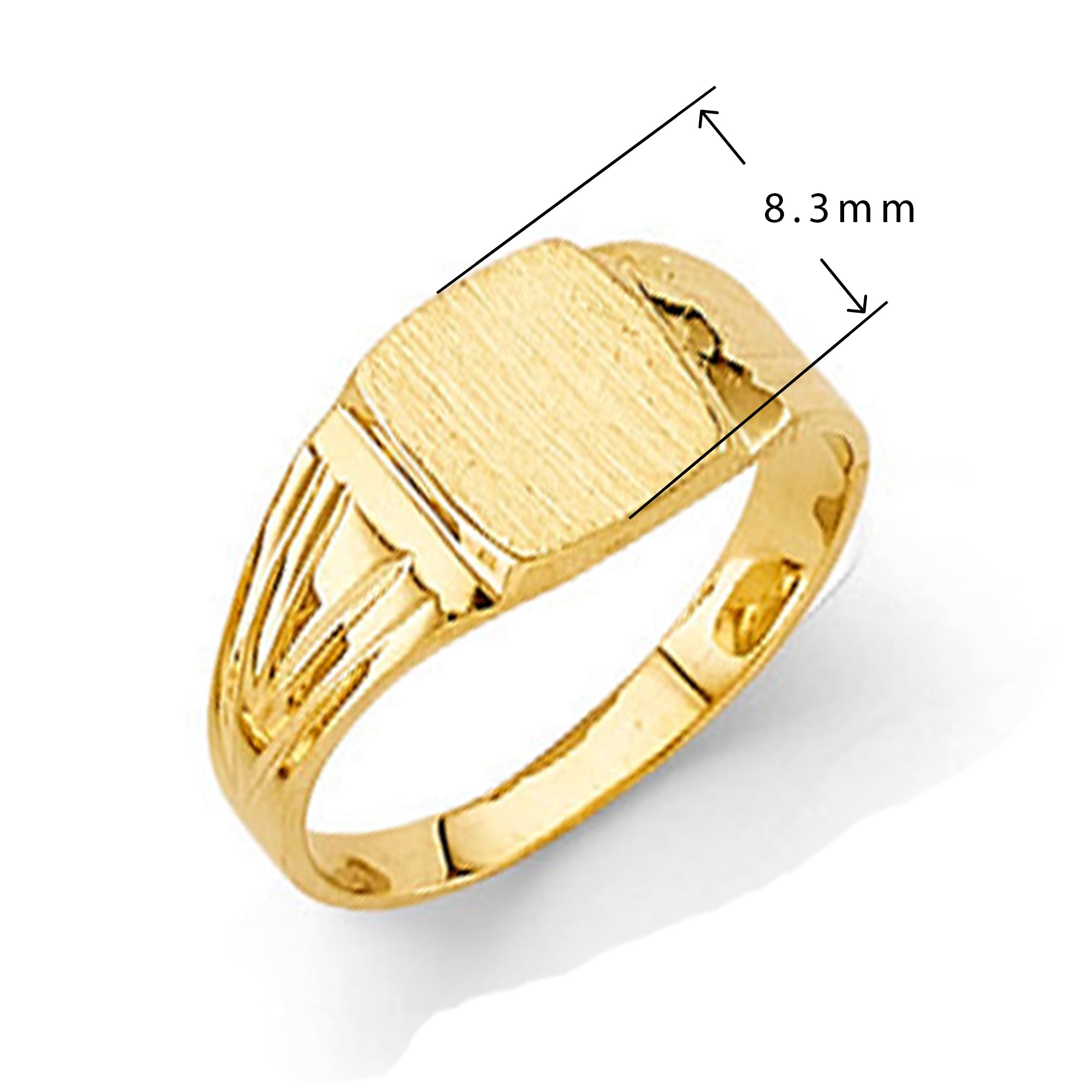 Engravable Signet Ring in Solid Gold with Measurement