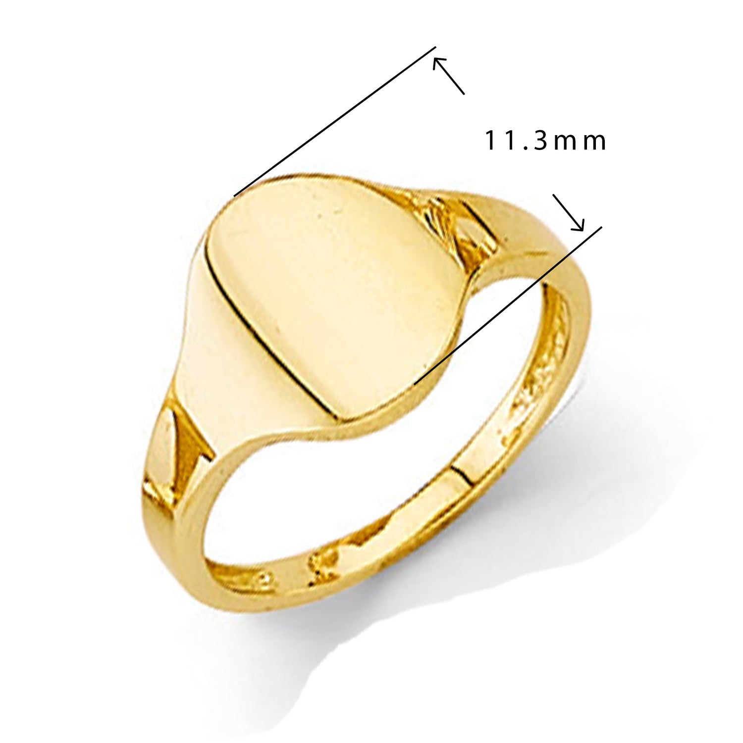 Opulent Oval Signet Ring in Solid Gold with Measurement