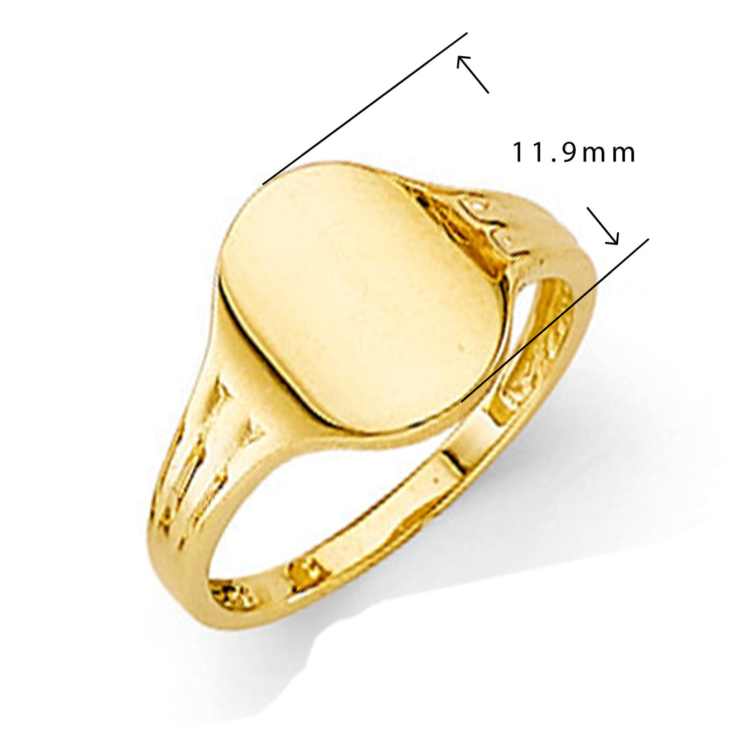 Open Back Signet Ring in Solid Gold with Measurement