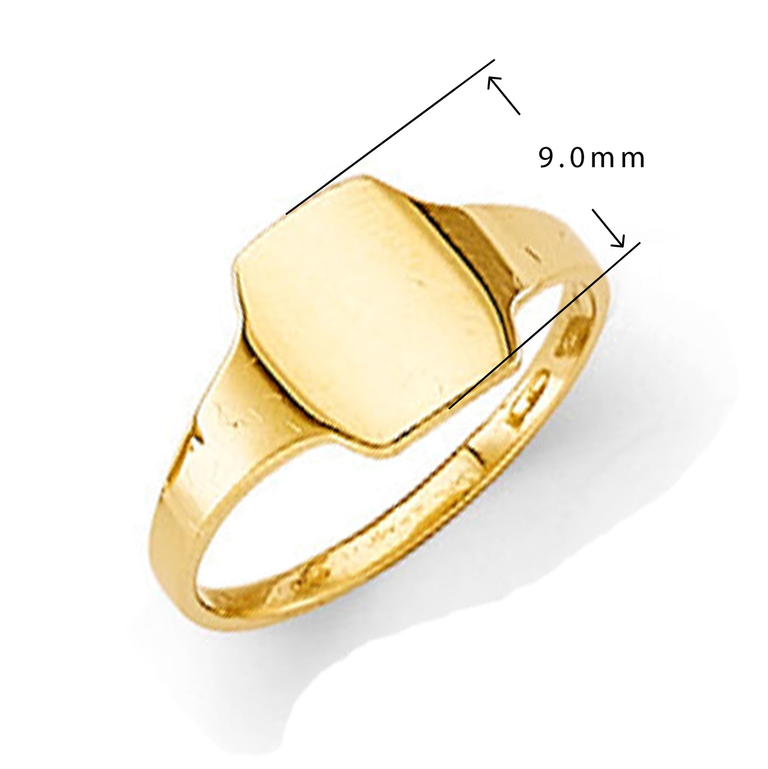 Manicured Geometric Signet Ring in Solid Gold with Measurement