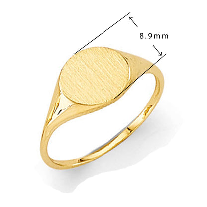 Minimalist Signet Band in Solid Gold with Measurement