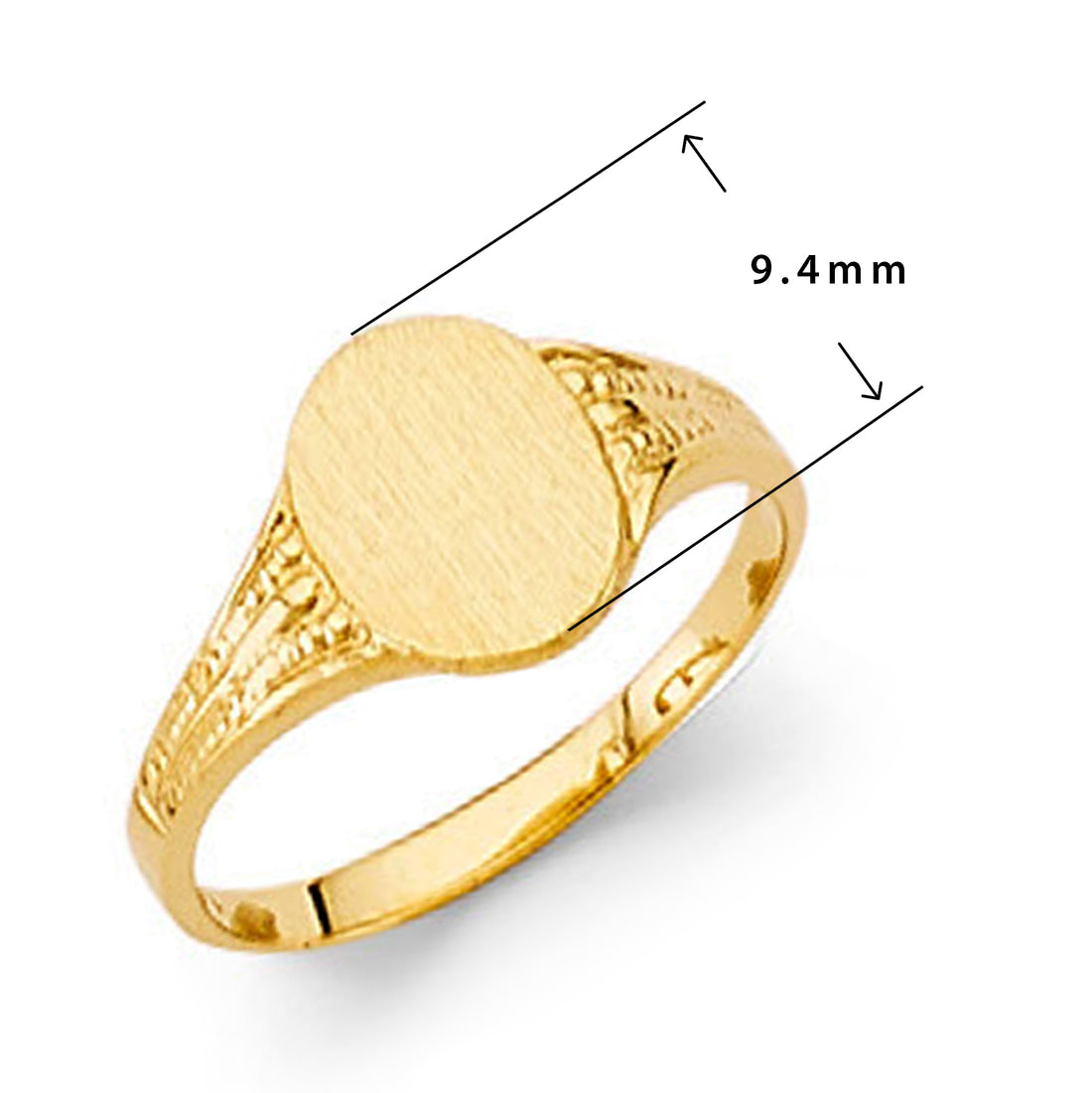 Stylish Oval Signet Ring in Solid Gold with Measurement