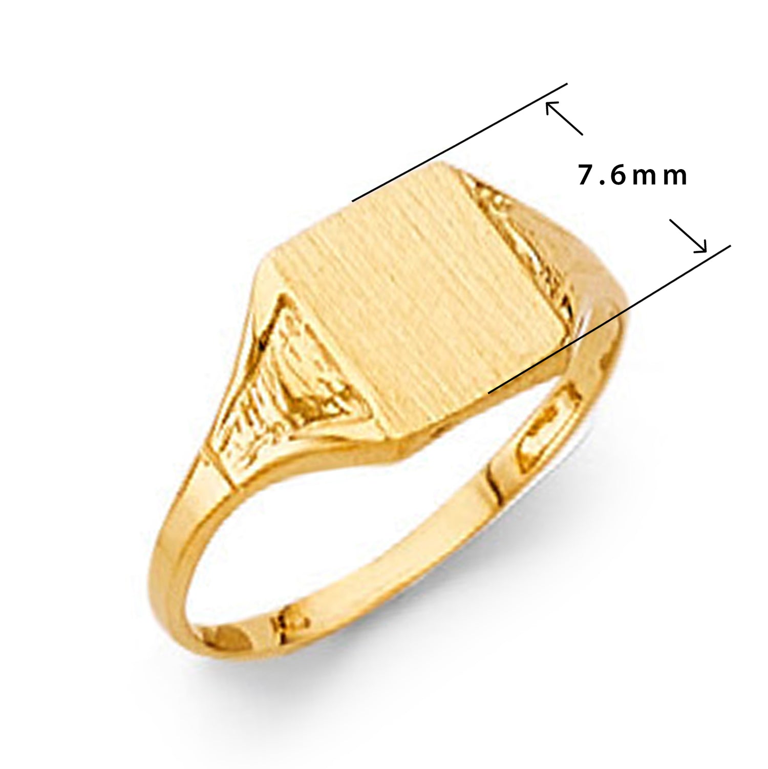 Rectangular and Sleek Signet Band in Solid Gold with Measurement