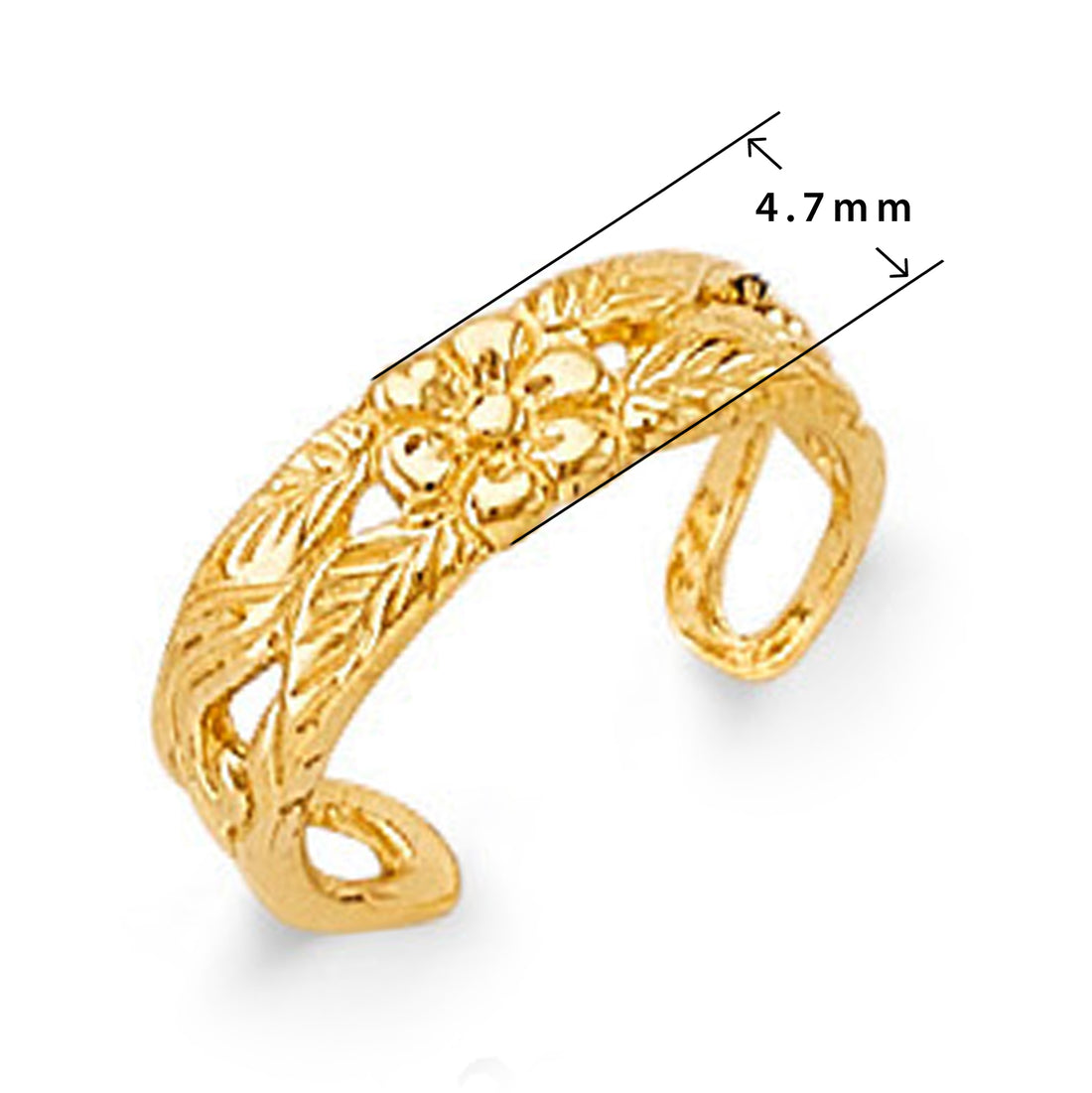 Floral Filler Ring in Solid Gold with Measurement
