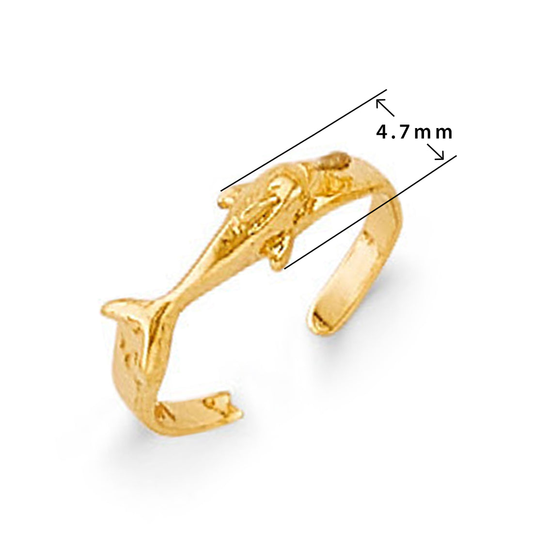 Minimalist Dolphin Band in Solid Gold with Measurement