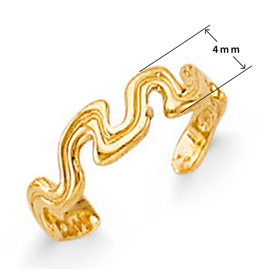 Trendy Snake Wrap Ring in Solid Gold with Measurement