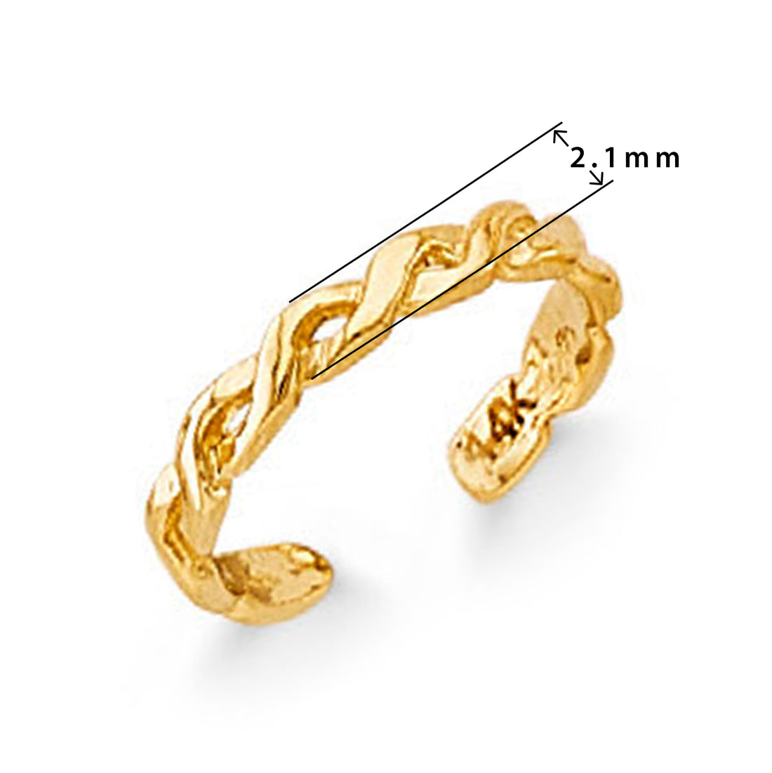Celebrity Rope Ring in Solid Gold with Measurement