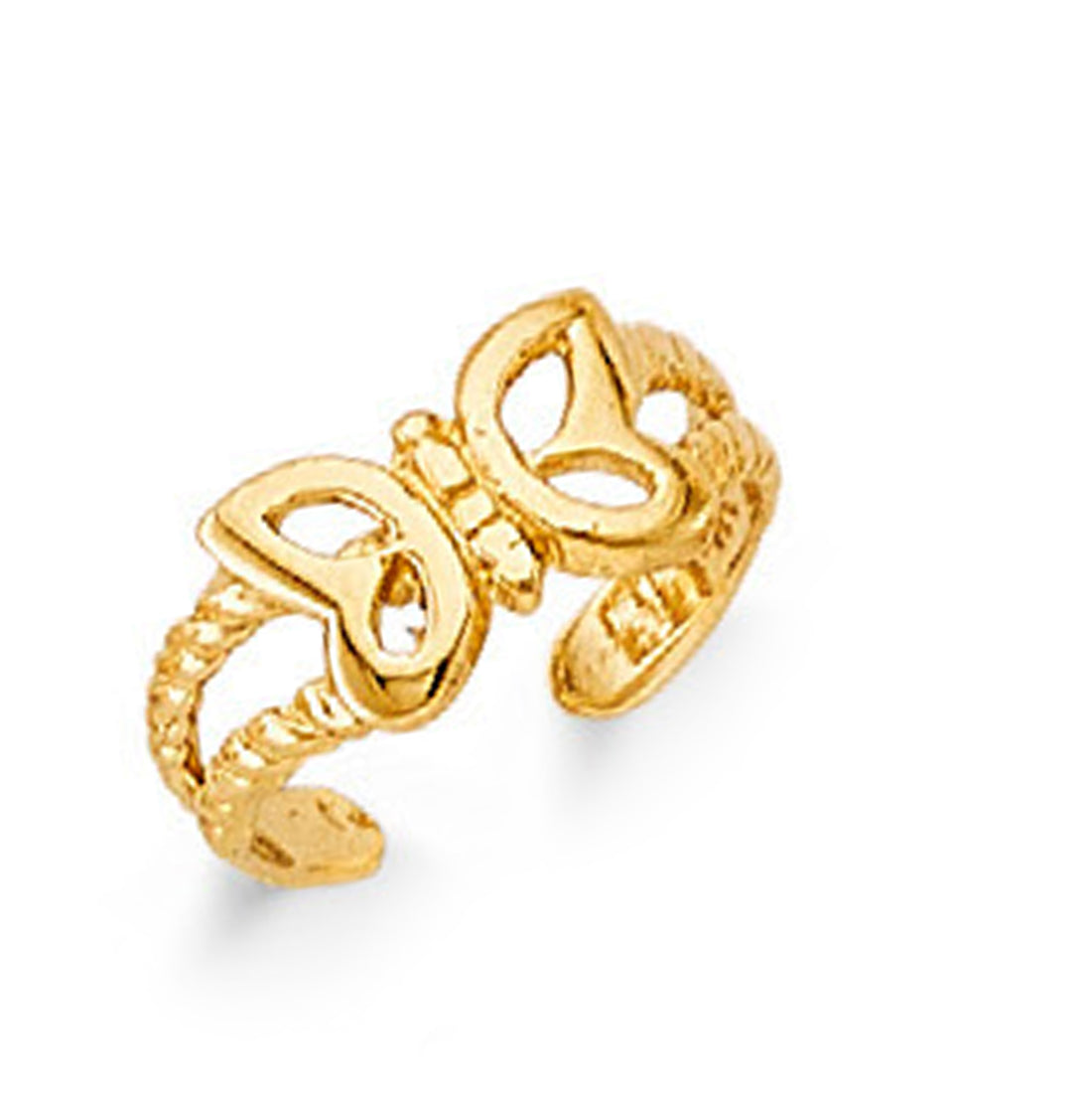 Hollow Butterfly Radiant Ring in Solid Gold 