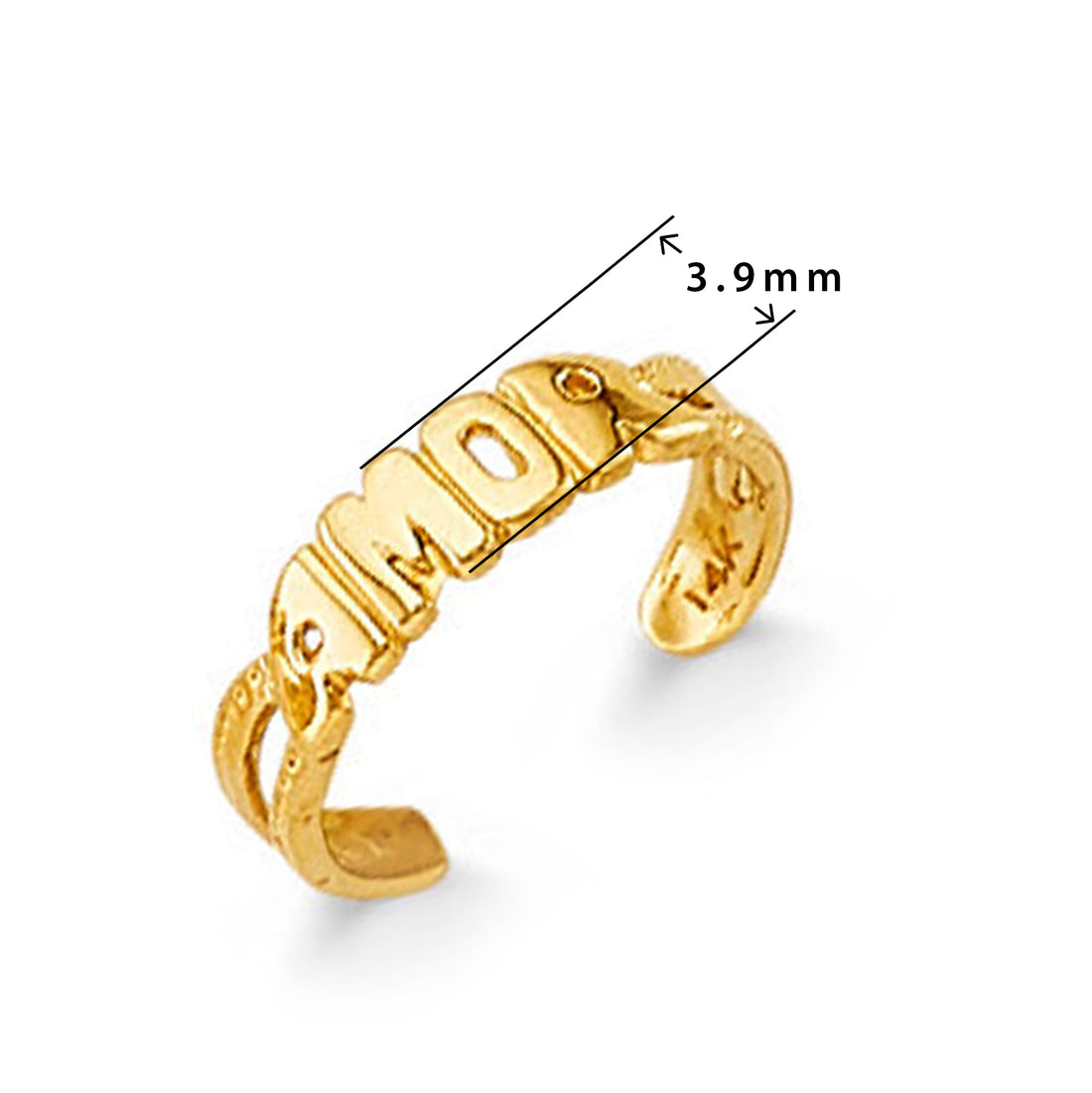 Simple and Sweet MOM Band in Solid Gold with Measurement