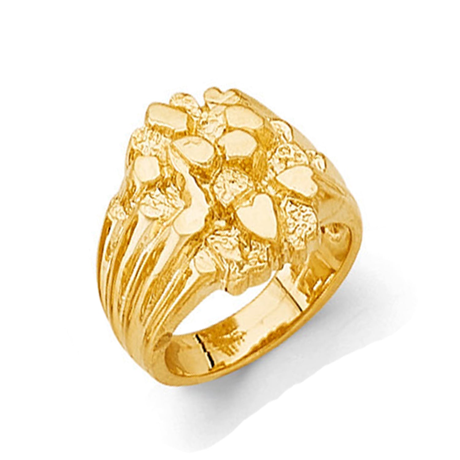 Multi-textured Nugget Ring in Solid Gold 