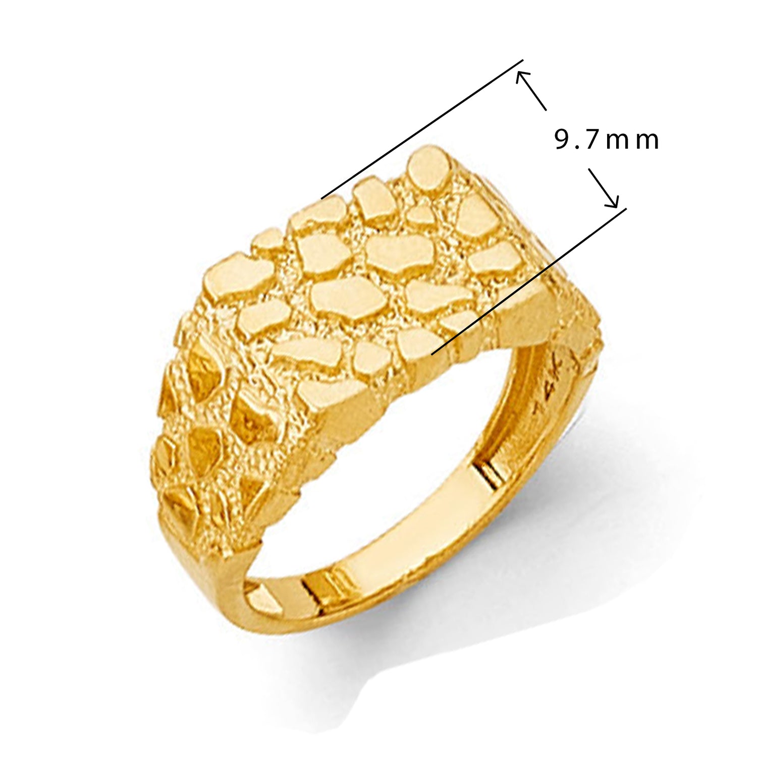 Sophisticated Square Nugget Ring in Solid Gold with Measurement