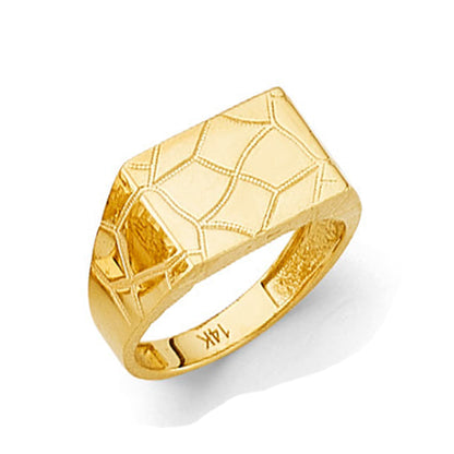 Trendy Rectangular Ring in Solid Gold 