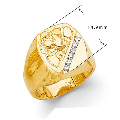 Stylish Symmetric Nugget Ring in Solid Gold with Measurement