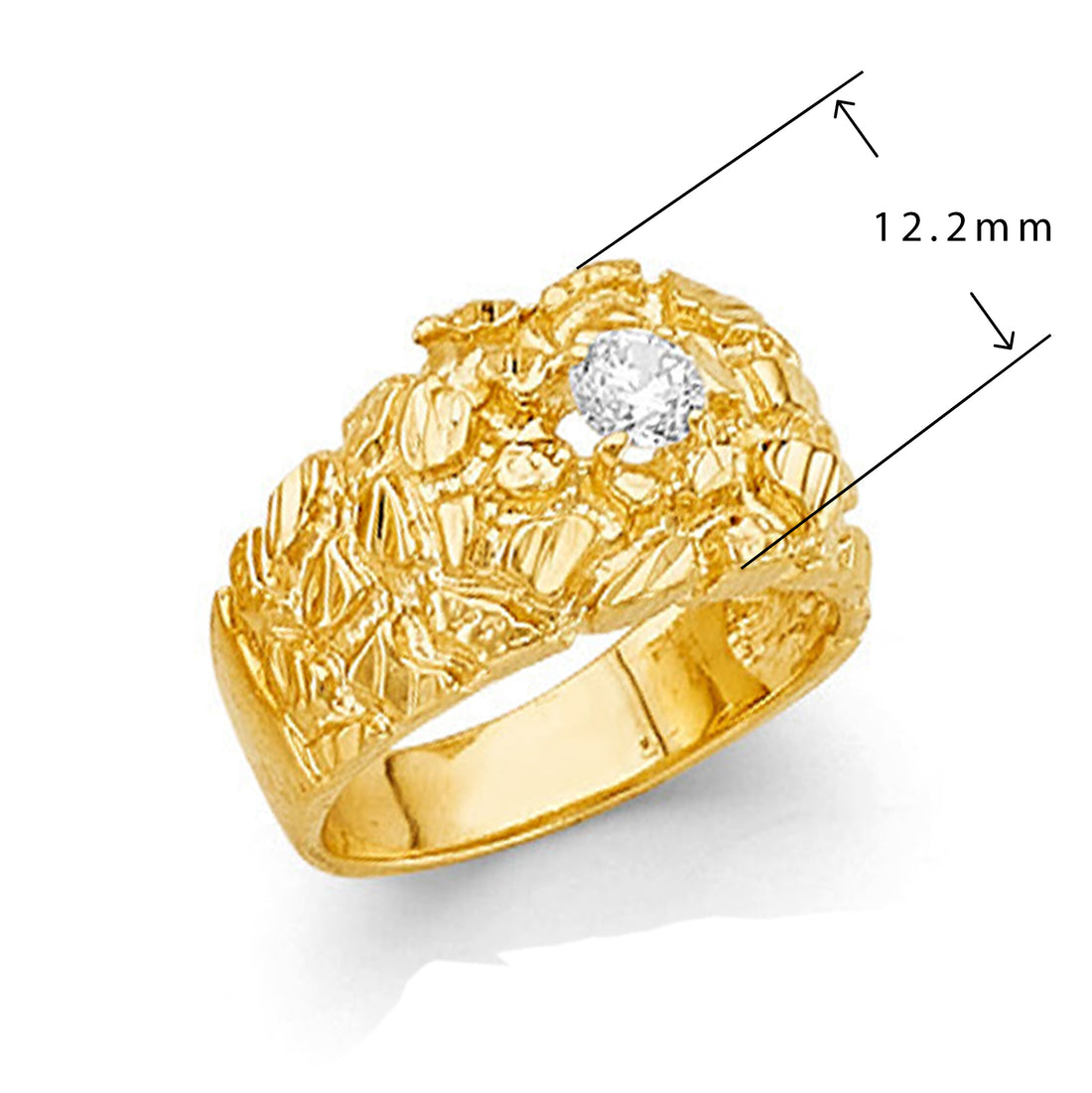 Broadway Nugget Zircon Band in Solid Gold with Measurement