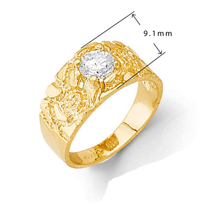 Nugget Zircon Stone Ring in Solid Gold with Measurement