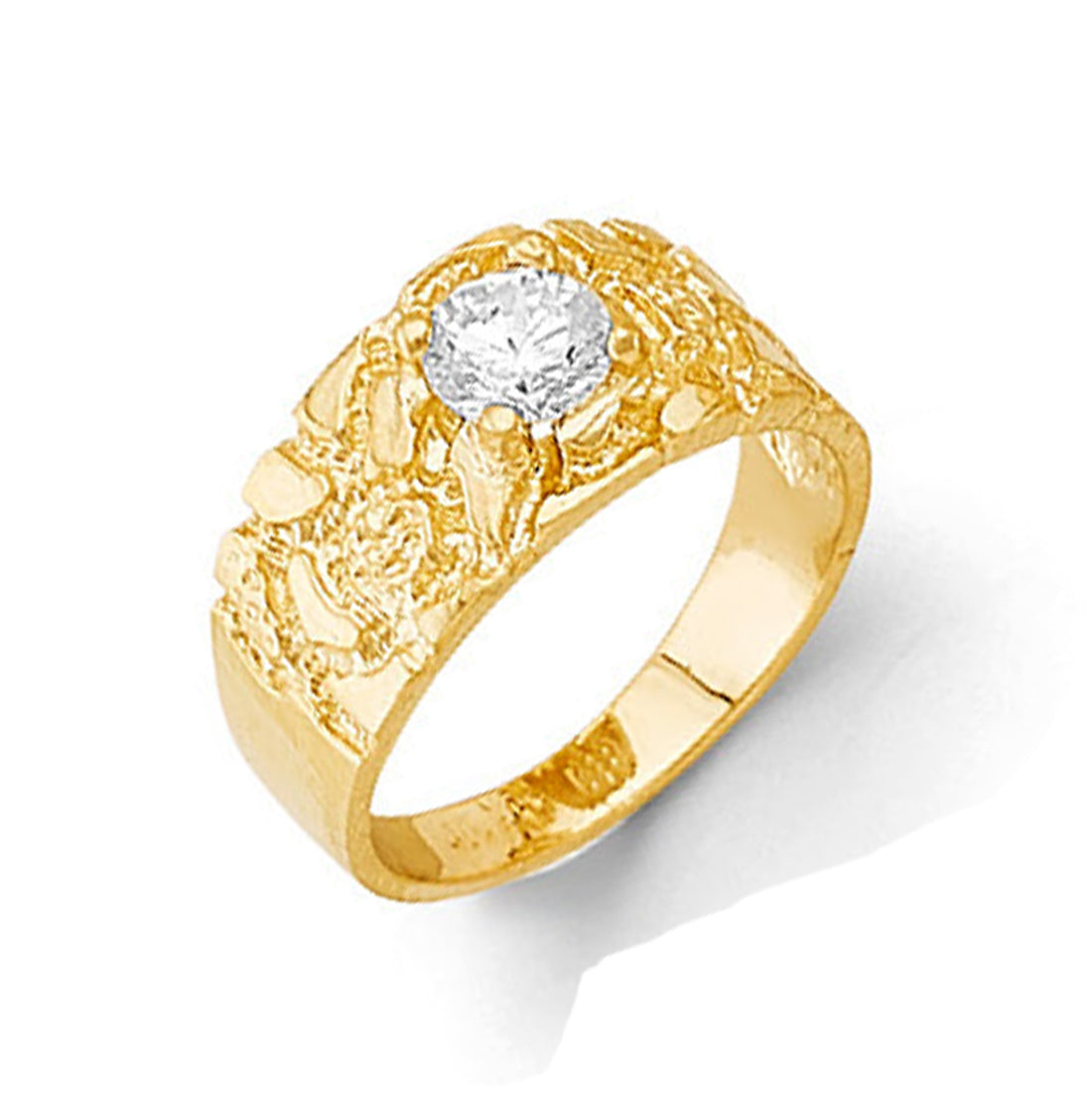 Nugget Zircon Stone Ring in Solid Gold 