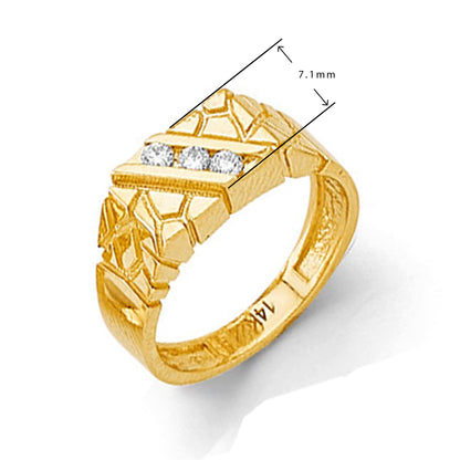 CZ Nugget Pinky Soiltaire Ring in Solid Gold with Measurement