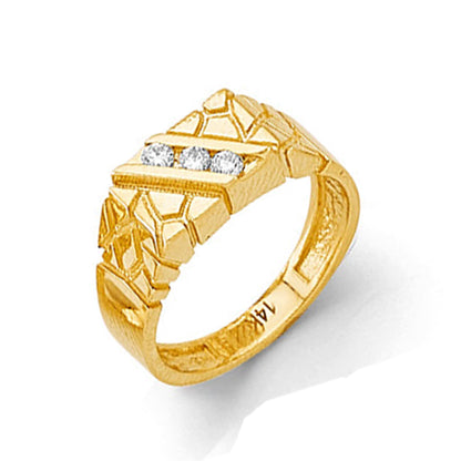CZ Nugget Pinky Soiltaire Ring in Solid Gold 