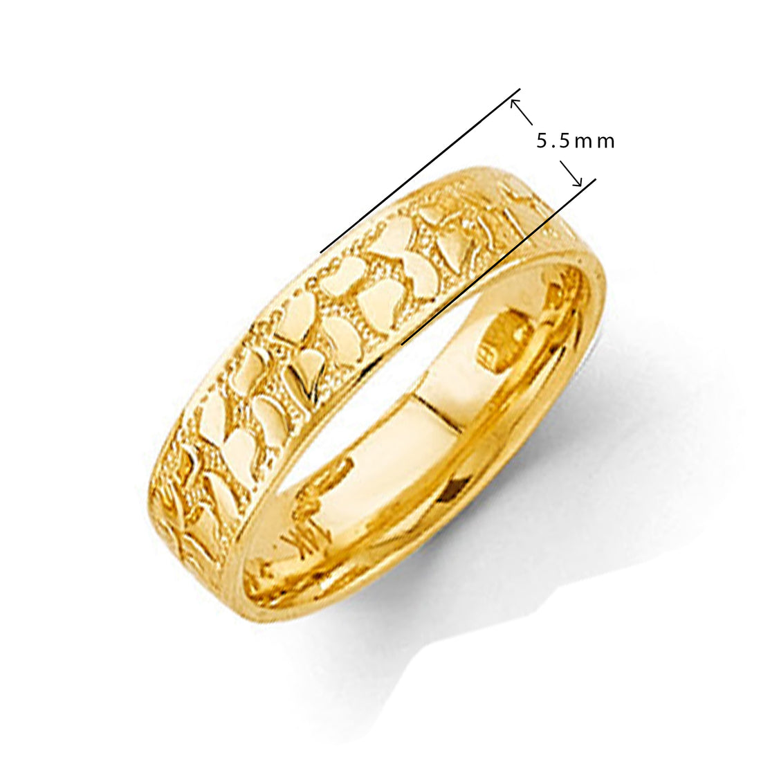 Cosmoid Texture Hammered Ring in Solid Gold with Measurement