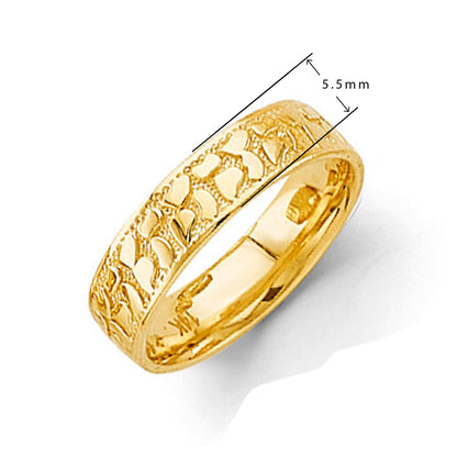 Cosmoid Texture Hammered Ring in Solid Gold with Measurement