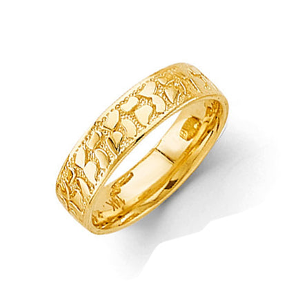 Cosmoid Texture Hammered Ring in Solid Gold 