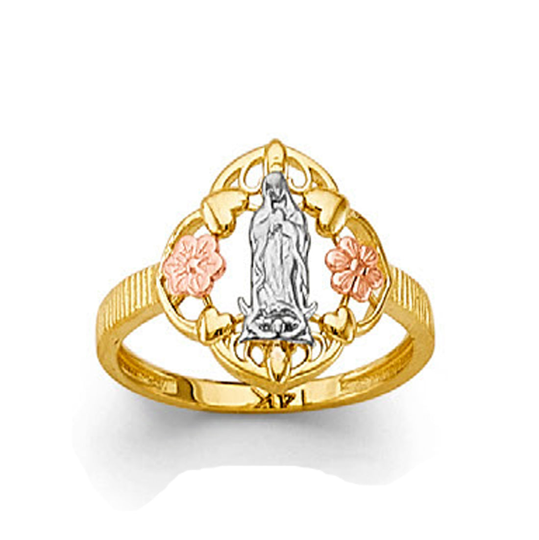 Tear Drop Religious Ring in Solid Gold 