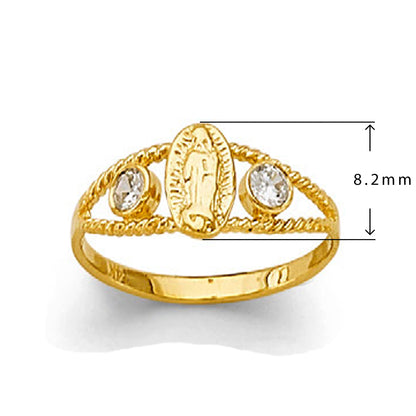 CZ Religious Aura Ring in Solid Gold with Measurement