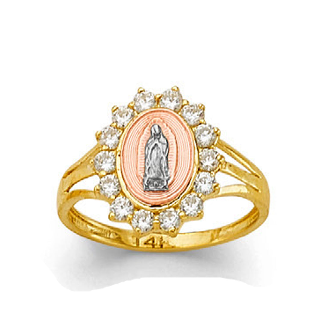 CZ Religious Ring in Solid Gold 