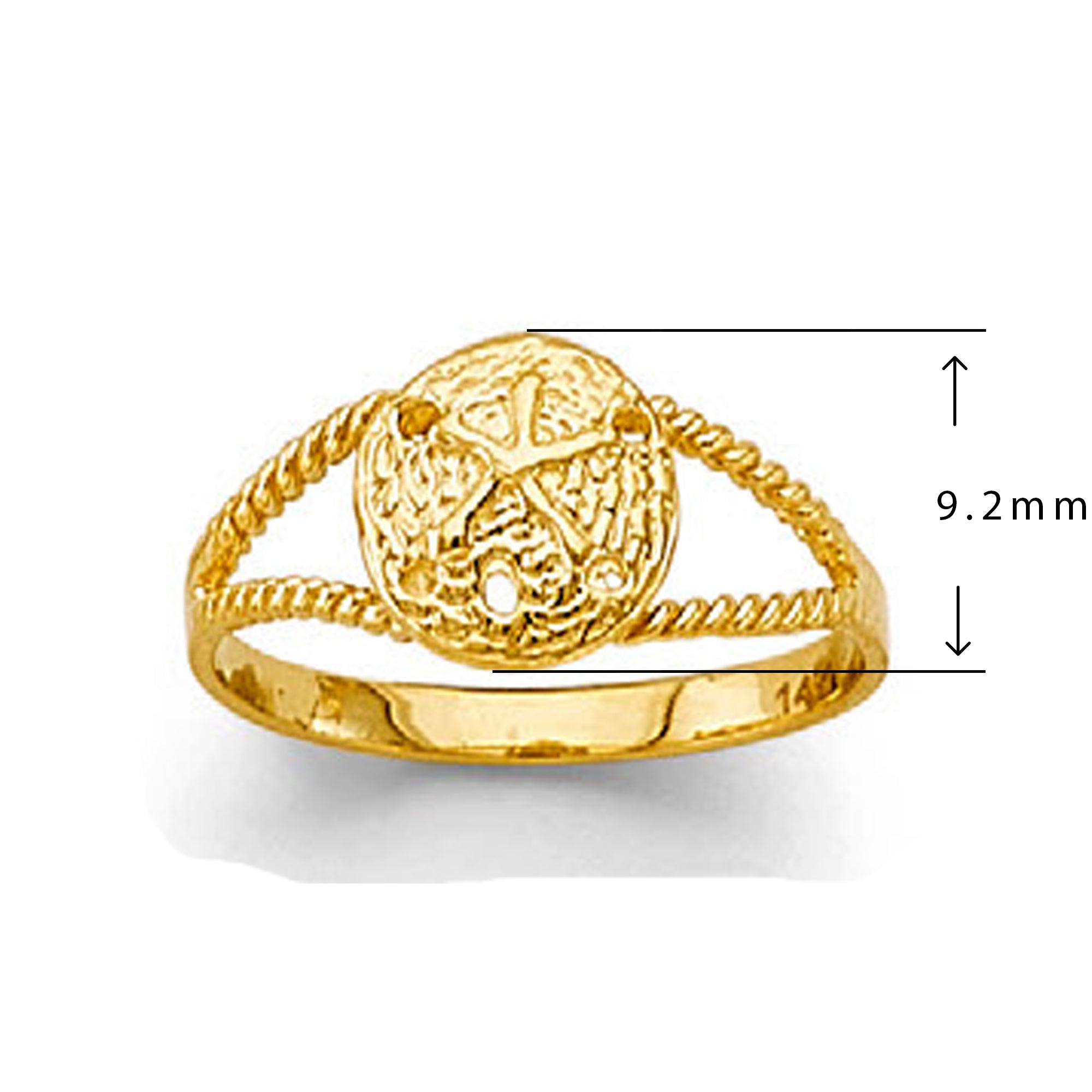 Rope Design Love Ring in Solid Gold with Measurement